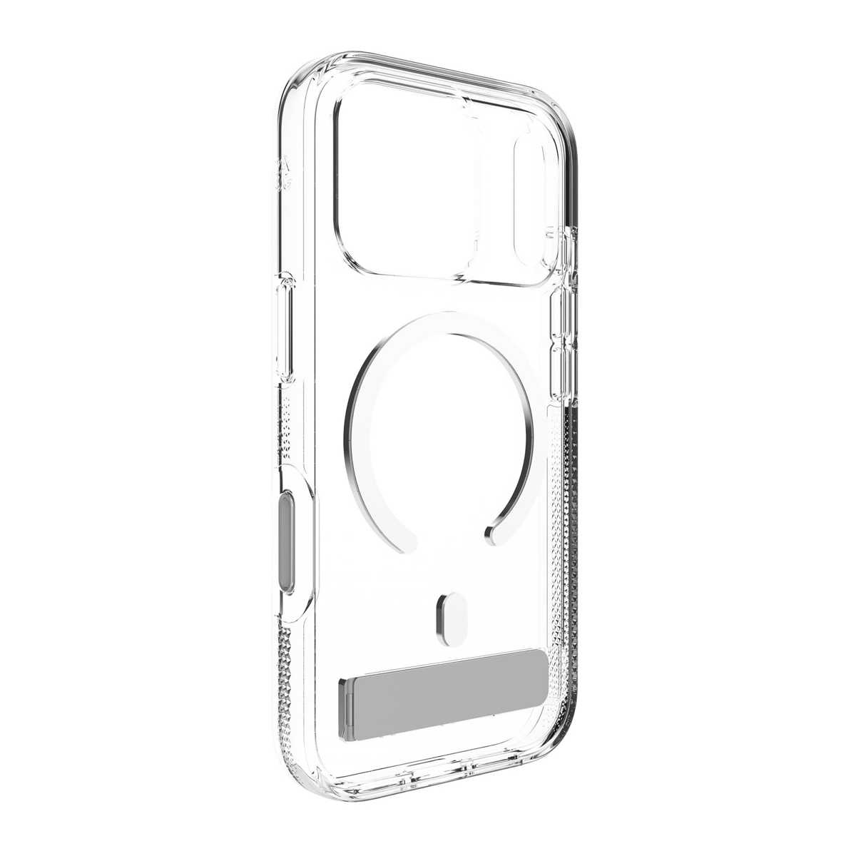 Strengthened with Graphene, ZAGG's Crystal Palace Snap series case with kickstand combines an ultra-slim, crystal-clear profile with up to 13 ft drop protection and seamless MagSafe compatibility.