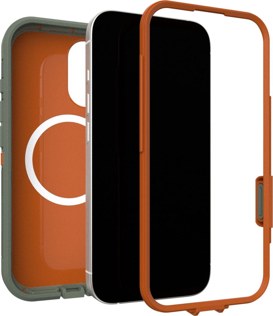 The OtterBox Defender Series Pro with MagSafe is the toughest case providing rugged protection against harsh drops. Equipped with MagSafe magnets and non-slip texturing.