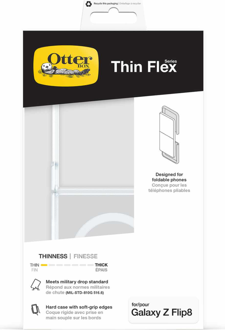 OtterBox - Thin Flex Case w/Magnets Clear w/Blue Tint for Samsung Galaxy Z Flip8