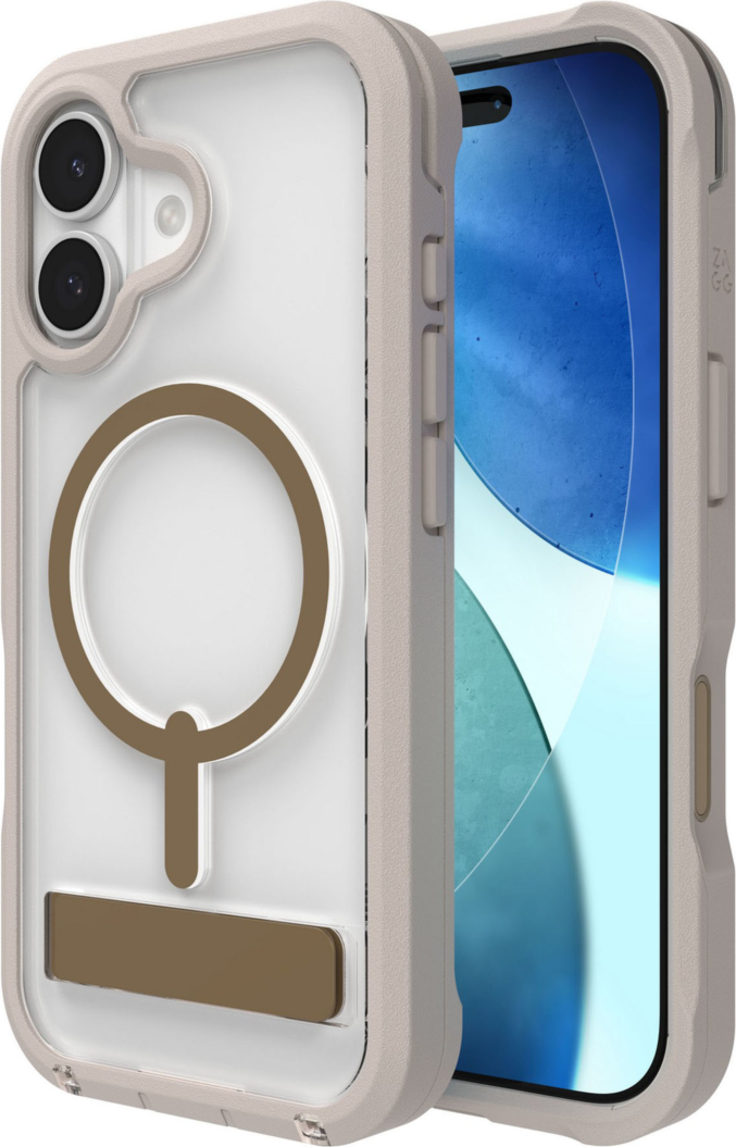 ZAGG - Rainier Snap MagSafe Case with Kickstand for Apple iPhone 17 - Sandstone