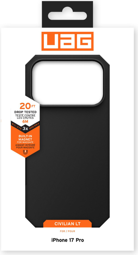 UAG 114543114040 Étui Civilian LT MagSafe Noir pour iPhone 17 Pro