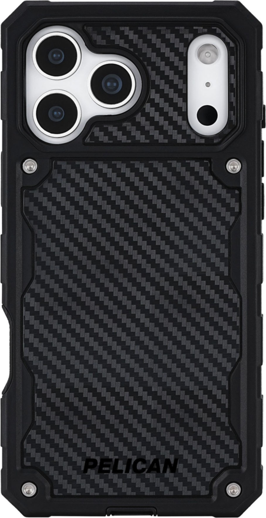 <p>The Pelican Shield MagSafe Case offers 24-foot drop protection, featuring a dual-layer defense, carbon fiber, a textured grip, a versatile belt clip/stand, and MagSafe charging compatibility.</p>