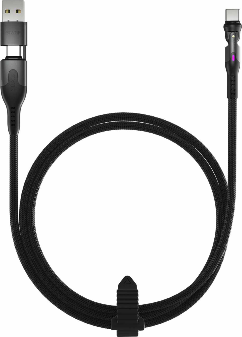 Statik - PowerPivot Pro Nylon Braided Charge/Sync Cable USB-C to USB-C 6.6ft Black