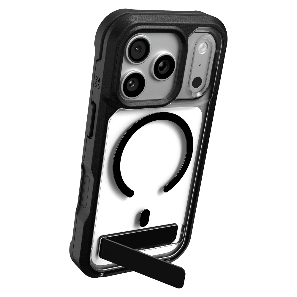 ZAGG - Rainier Snap MagSafe Case with Kickstand for Apple iPhone 18 Pro/17 Pro - Black