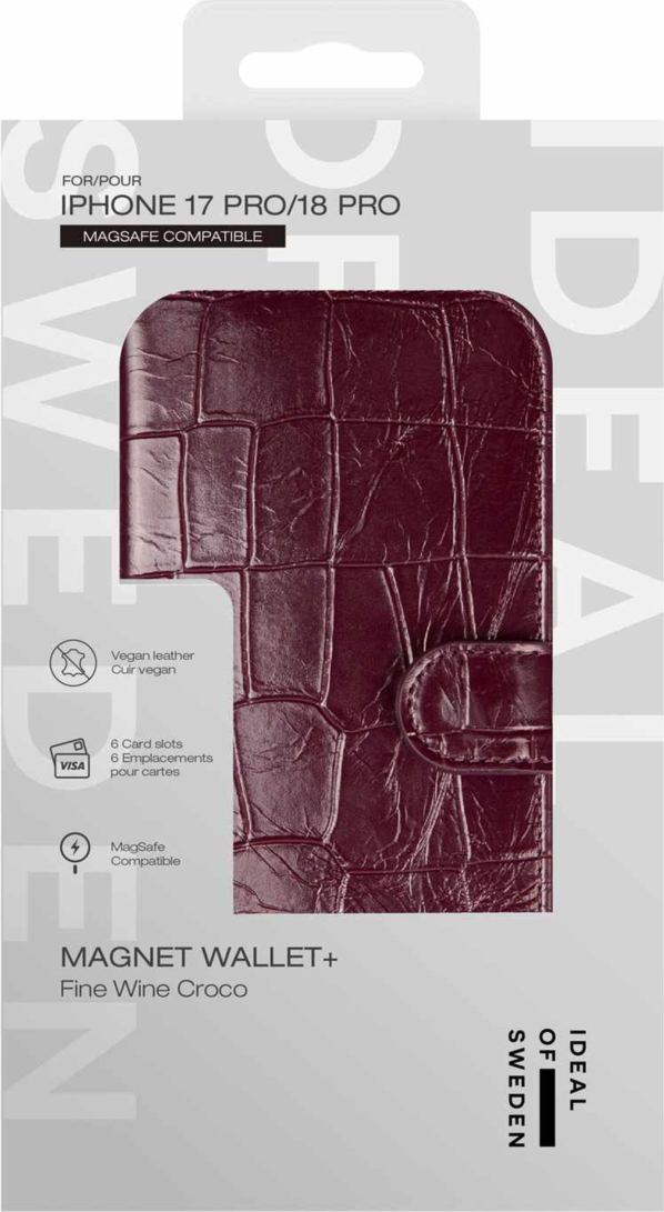 Ideal of Sweden - Magnet Wallet MagSafe Case Fine Wine Croco for iPhone 18 Pro/17 Pro