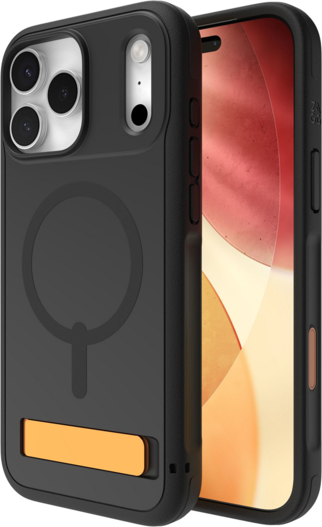 iPhone 17 Pro Max ZAGG Graphene Sedona Snap Kickstand Case - Flood Black/Orange