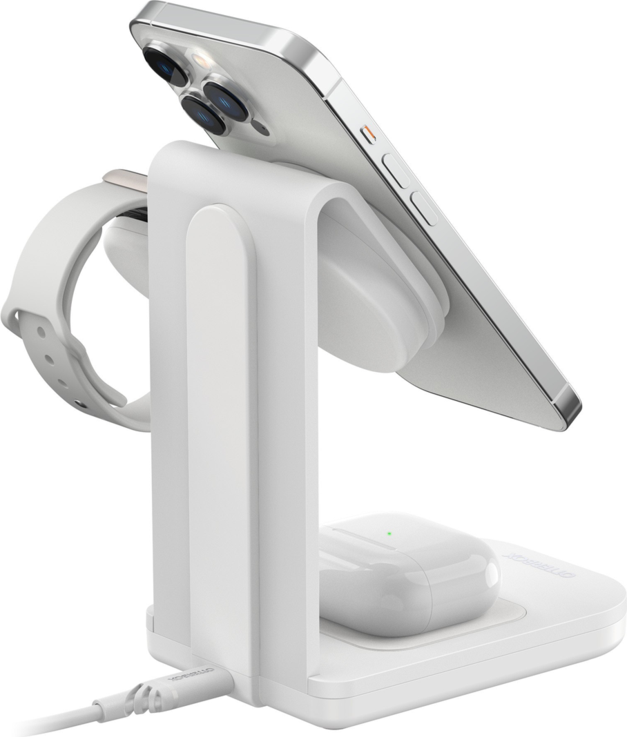 <p>OtterBox 3-in-1 Charging Station is the ultimate solution for charging a MagSafe-enabled iPhone, AirPods and Apple Watch, all at once. Plus it comes with the Apple watch charger integrated into the stand.</p>