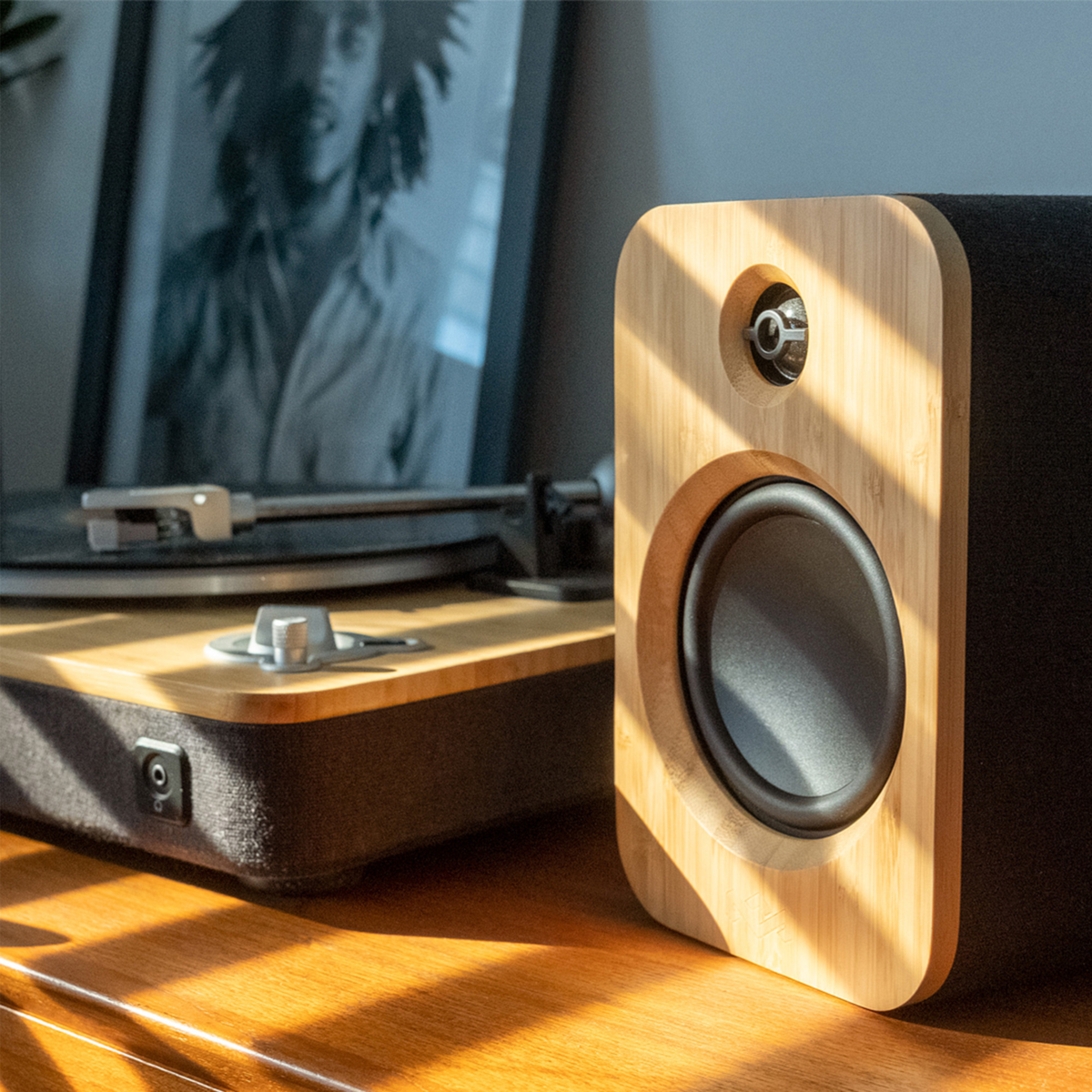 <p>Experience crisp stereo sound with the House of Marley Get Together Duo bookshelf style speakers with Bluetooth and powered connectivity.</p>