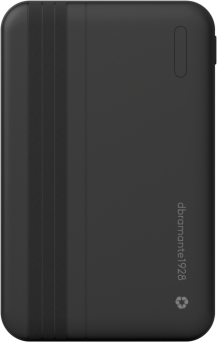DBRAMANTE1928 Re-Charge Universal Dual Port Slim Fast Charge Power Bank - 5,000 MAH clear