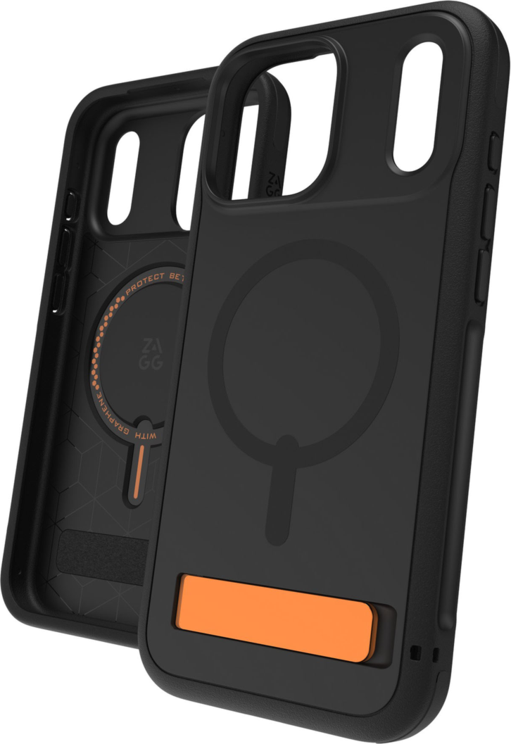 iPhone 17 Pro Max ZAGG Graphene Sedona Snap Kickstand Case - Flood Black/Orange