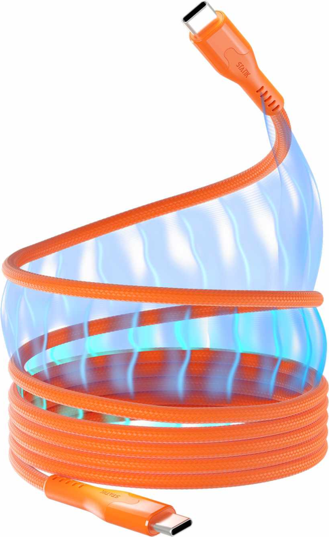 Statik - MagStack Pro Charge/Sync Magnetic Cable USB-C to USB-C 3.3ft Orange