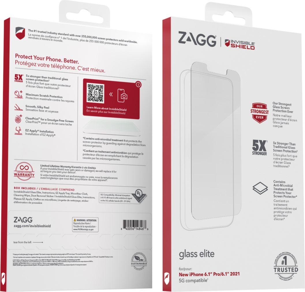 ZAGG InvisibleShield Glass Elite+ Tempered Glass offers advanced strength for maximum protection.