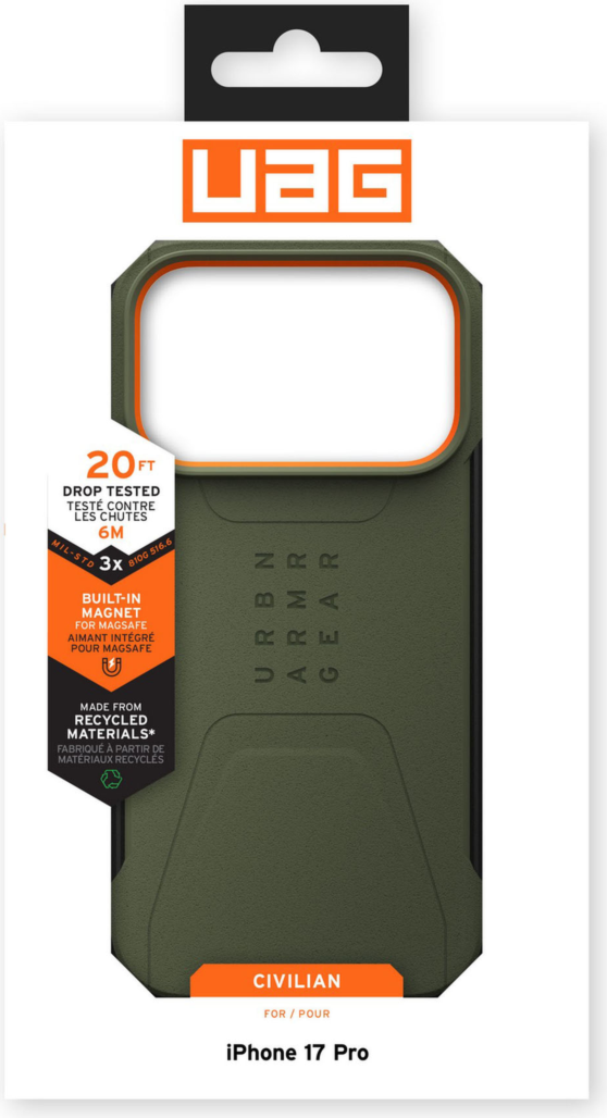 Urban Armor Gear (UAG) - Civilian MagSafe Case for Apple iPhone 17 Pro - Olive and Orange