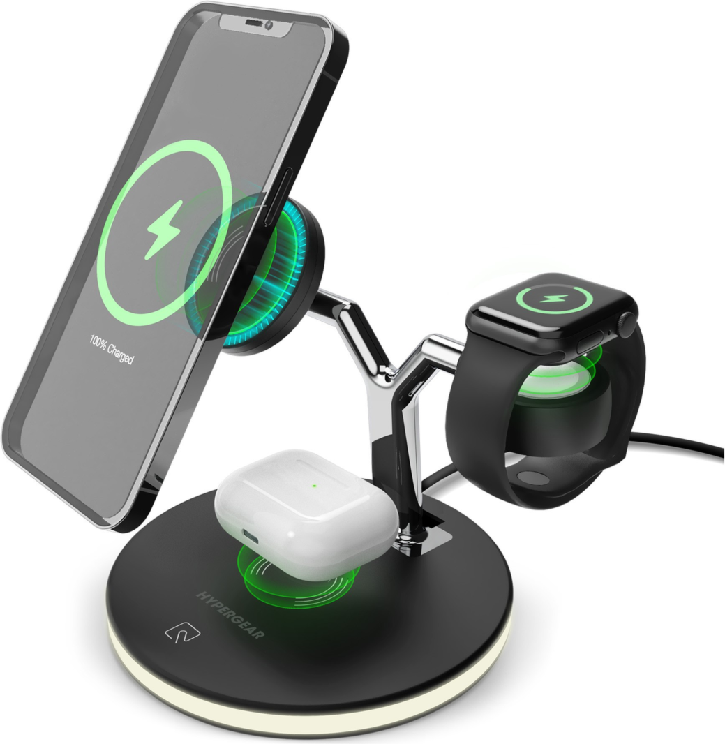 <p>Meticulously engineered, HyperGear 26W MaxCharge 3-in-1 Wireless Charging Stand allows to charge all Apple devices in one place.</p>