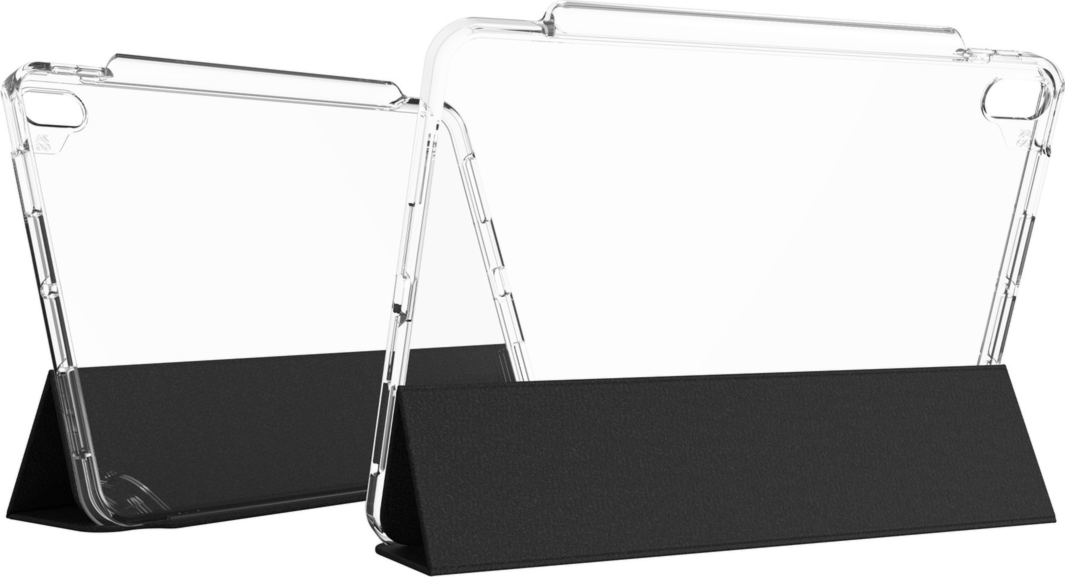 The ZAGG Crystal Palace Folio case for tablets provides 6.5ft of drop protection, featuring a built-in folio cover that protects the screen and converts into a stand.