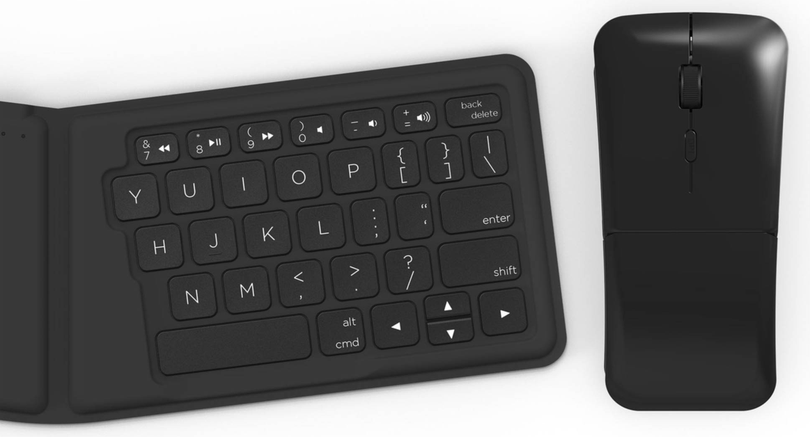 The ZAGG Desktop Essentials Travel Kit offers a complete, portable workspace solution with a folding keyboard, mouse, charging pad, and adapters.
