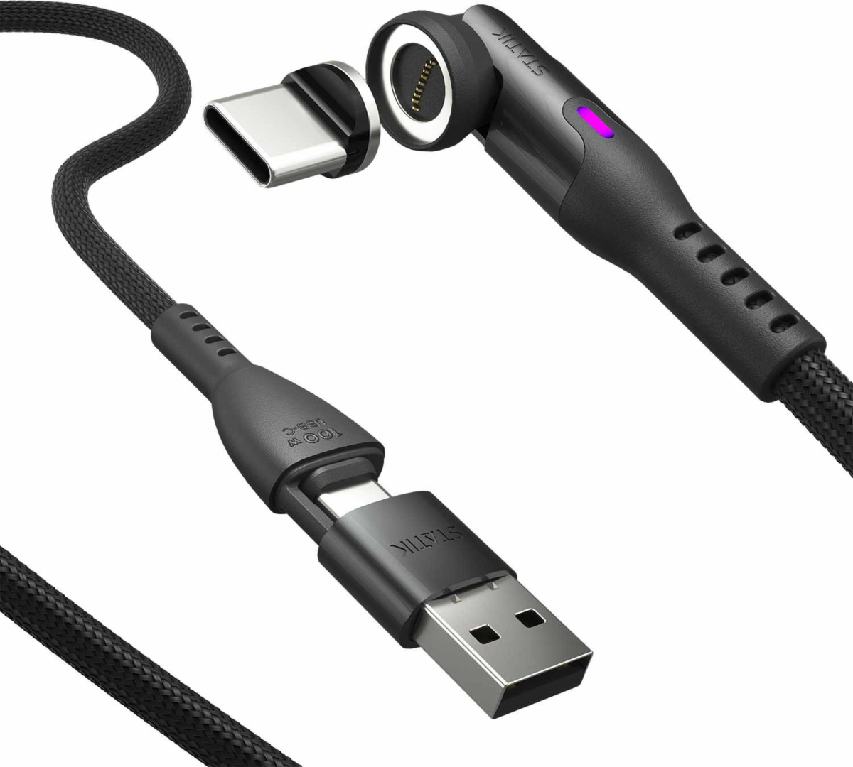 Statik - 360 Pro Universal Magnetic Charge/Sync Cable 6.6 ft Black