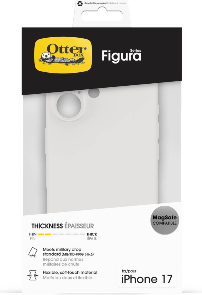 The OtterBox Figura Series blends a velvety-soft feel with ultra-slim protection, military-grade drop defense, MagSafe compatibility, and raised edges to guard the screen and camera.