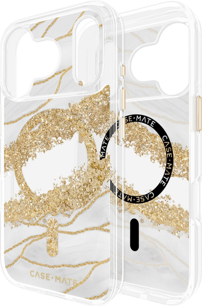 <p>The Case-Mate Karat Granite MagSafe case features a classic white granite design, accented with gold, and offers 12 foot drop protection with MagSafe compatibility.</p>