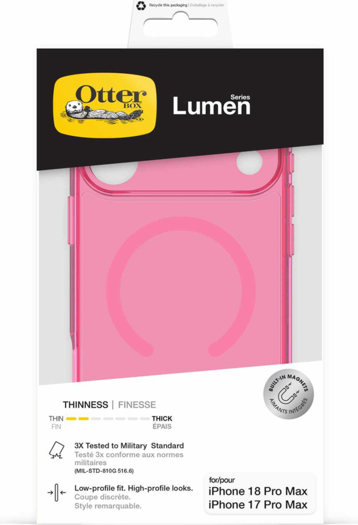OtterBox - Étui Lumen transparent MagSafe Heartspur Pink pour iPhone 18 Pro Max/17 Pro Max