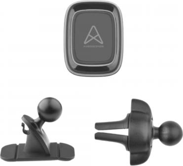 The Axessorize PROMount 2-in-1 Magnetic Car Mount is a compact and powerful magnetic mounting solution that is compatible with any phone model or car. The PROMount 2-in-1 provides a rotating ball joint with 360 degree viewing angles to allow an enhanced view of your phone or GPS device.