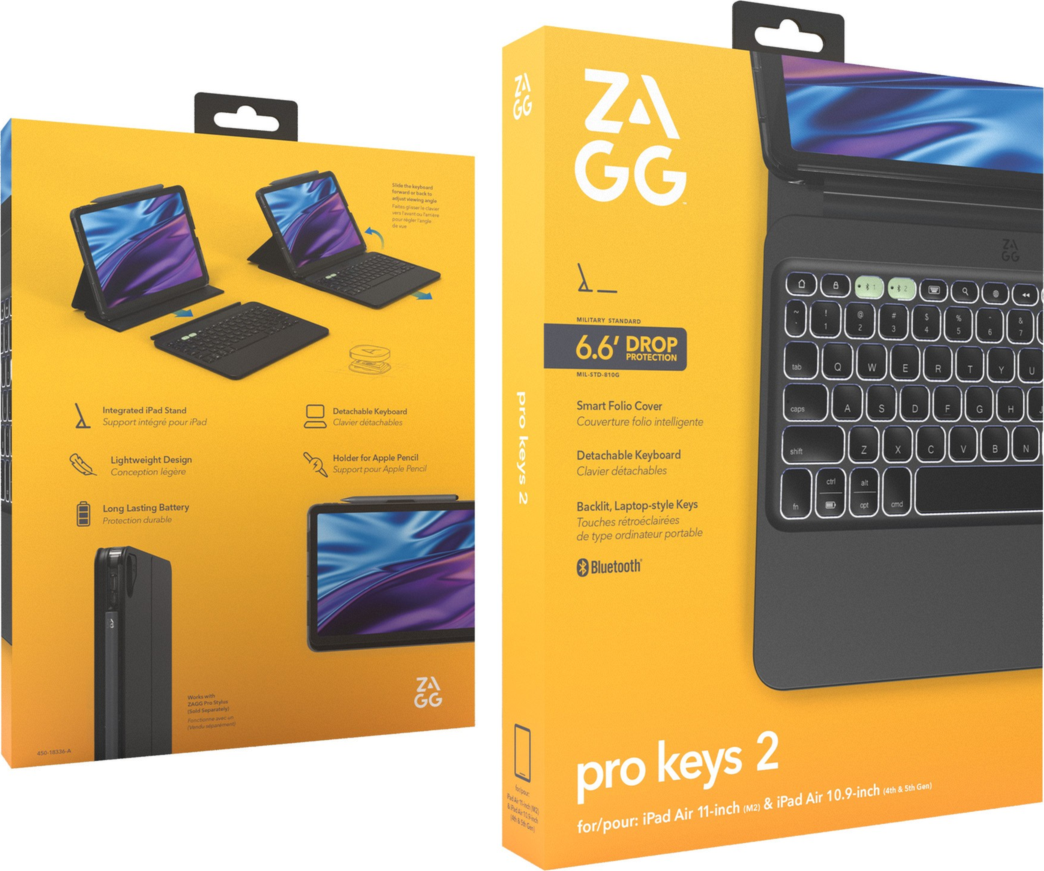 ZAGG KB Pro Keys 2 (sans Trackpad) iPad Air 10,9 po M2 (2024) - Noir