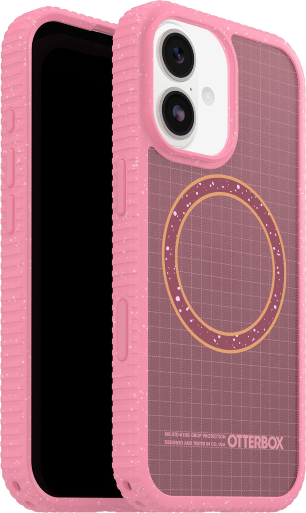 The OtterBox Sole Series features a grippy, high-ridge tread and unique ombré fabric back for secure style. It offers MagSafe compatibility and a removable lanyard loop.