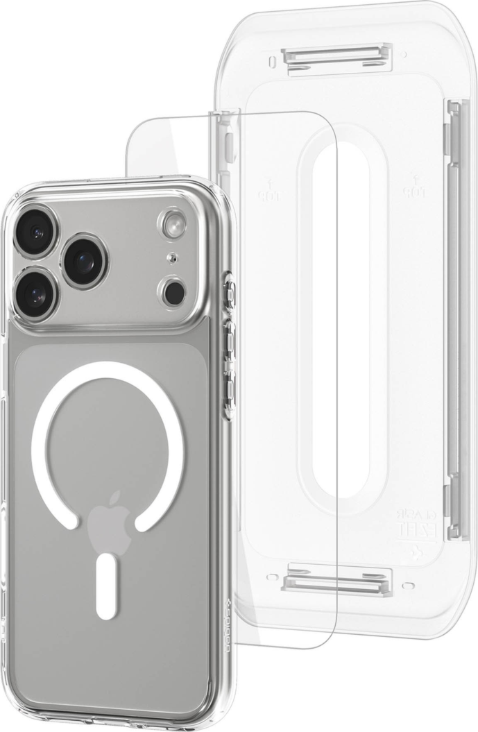 Spigen Ultra Hybrid MagFit Pack combines a clear protective case with an EZ Fit Screen Protector for dependable everyday protection and easy installation.