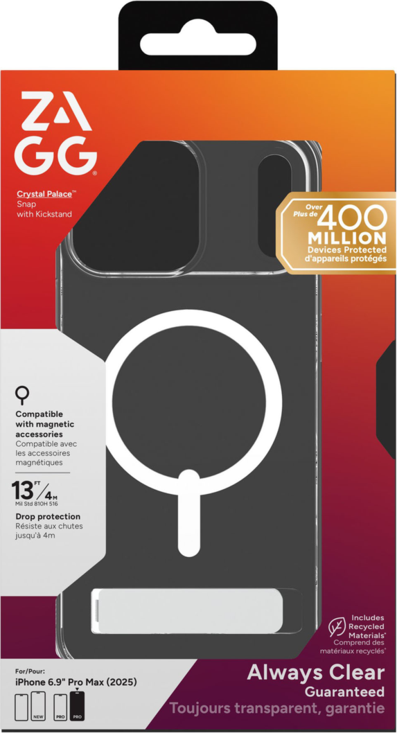 ZAGG - Crystal Palace Snap Case with Kickstand for Apple iPhone 17 Pro Max - Clear