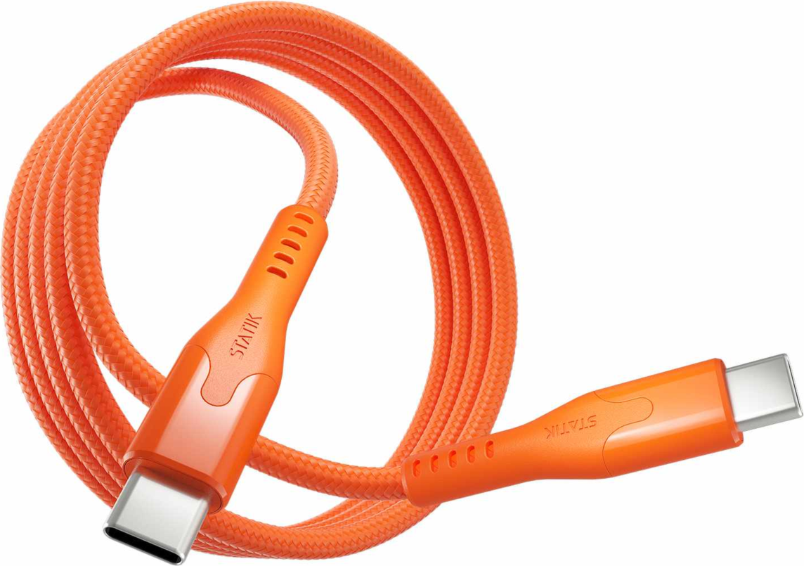 Statik - MagStack Pro Charge/Sync Magnetic Cable USB-C to USB-C 3.3ft Orange