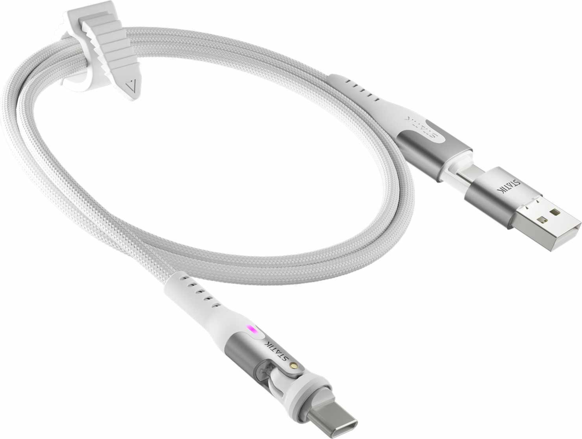 Statik - PowerPivot Pro Nylon Braided Charge/Sync Cable USB-C to USB-C 6.6ft White