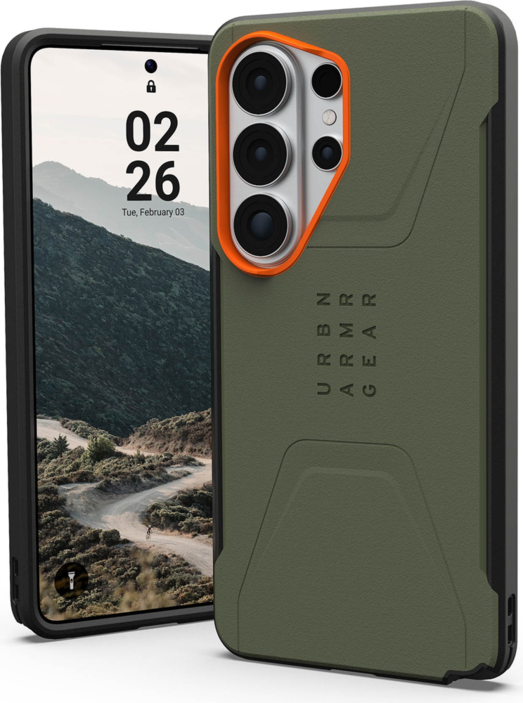 The UAG Civilian case is modern and rugged, featuring shock-absorbing construction in a lightweight design with a built-in magnetic module.