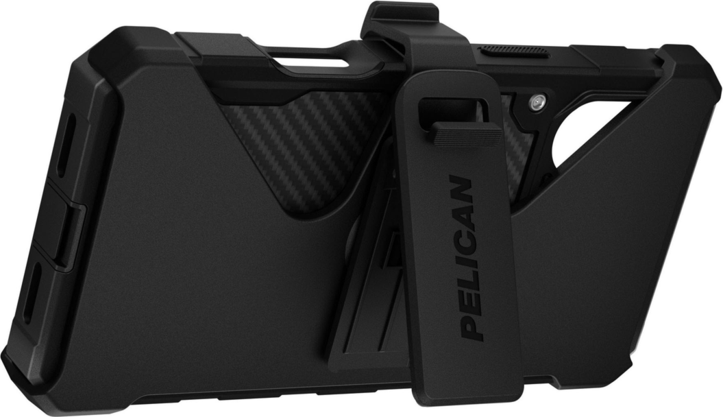 <p>The Pelican Shield MagSafe Case offers 24-foot drop protection, featuring a dual-layer defense, carbon fiber, a textured grip, a versatile belt clip/stand, and MagSafe charging compatibility.</p>