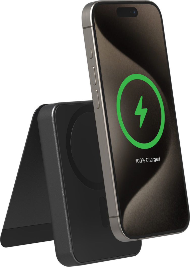 <p>Designed with MagSafe in mind, Mophie’s snap+ series 5,000 mAh powerstation mini delivers up to 15W of wireless power and comes with a kickstand for extended functionality.</p>