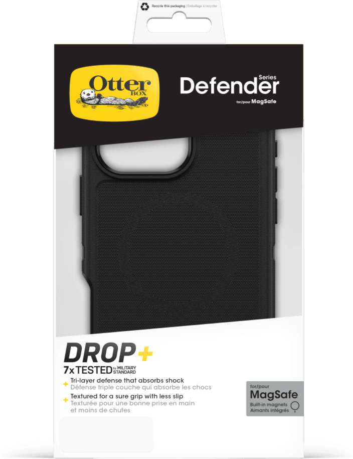 The OtterBox Defender Series Pro with MagSafe is the toughest case providing rugged protection against harsh drops. Equipped with MagSafe magnets and non-slip texturing.