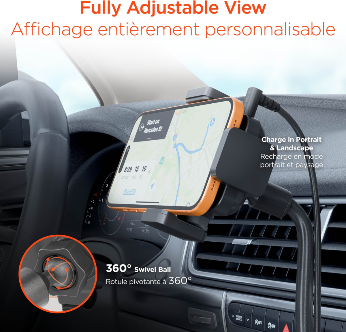 The HyperGear EZ Grip 15W Wireless Fast Charging Cup Holder Phone Mount securely holds and wirelessly fast charges compatible phones with adjustable cup holder mounting.