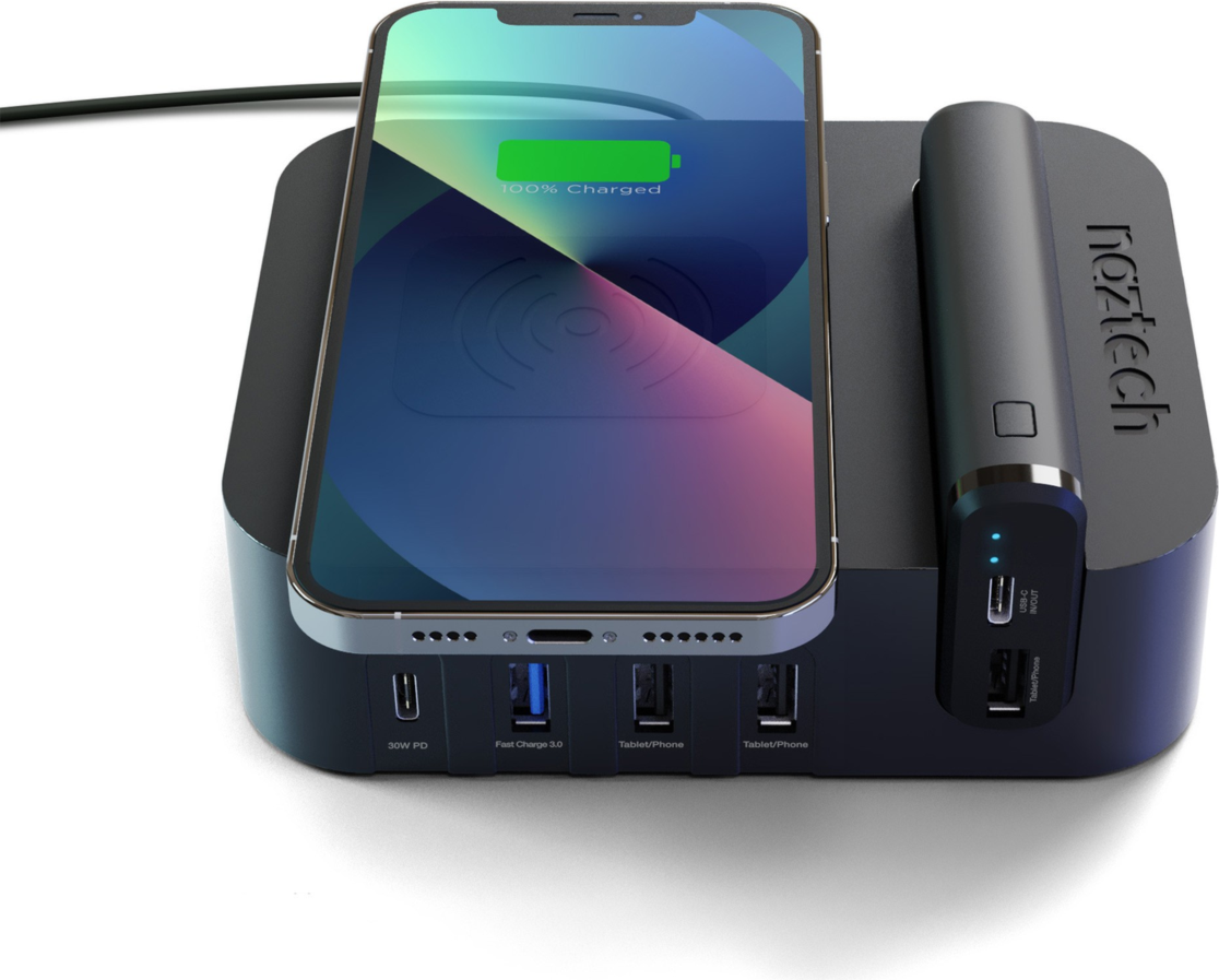 <p>Get the perfect all-in-one charging solution with the Naztech Ultimate Charging Station Pro. Juice up seven (7) devices at once with 65W of power, including up to 15W wireless and included 4000mAh portable power bank.</p>