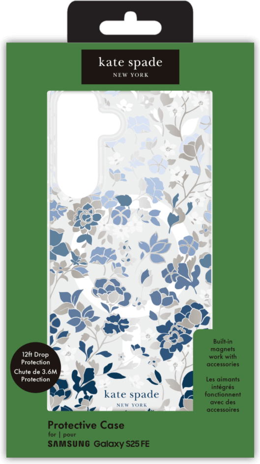 Kate Spade KS058940 Étui de Protective avec Magnets Flowerbed Bleu pour Samsung Galaxy S25 FE
