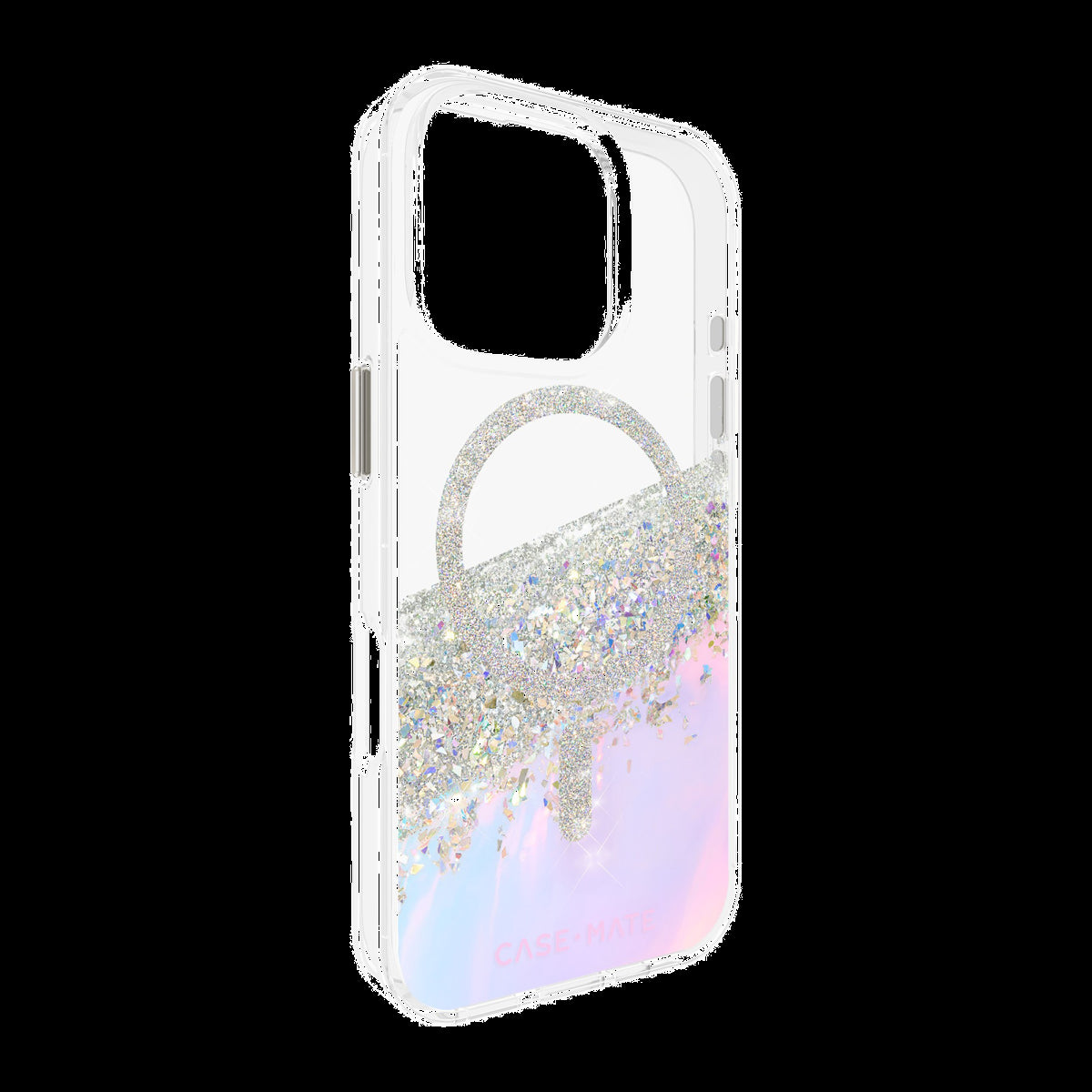 The Case-Mate Karat Holographic MagSafe case features an iridescent design with reflective sparkles, 12 foot drop protection, and MagSafe compatibility.