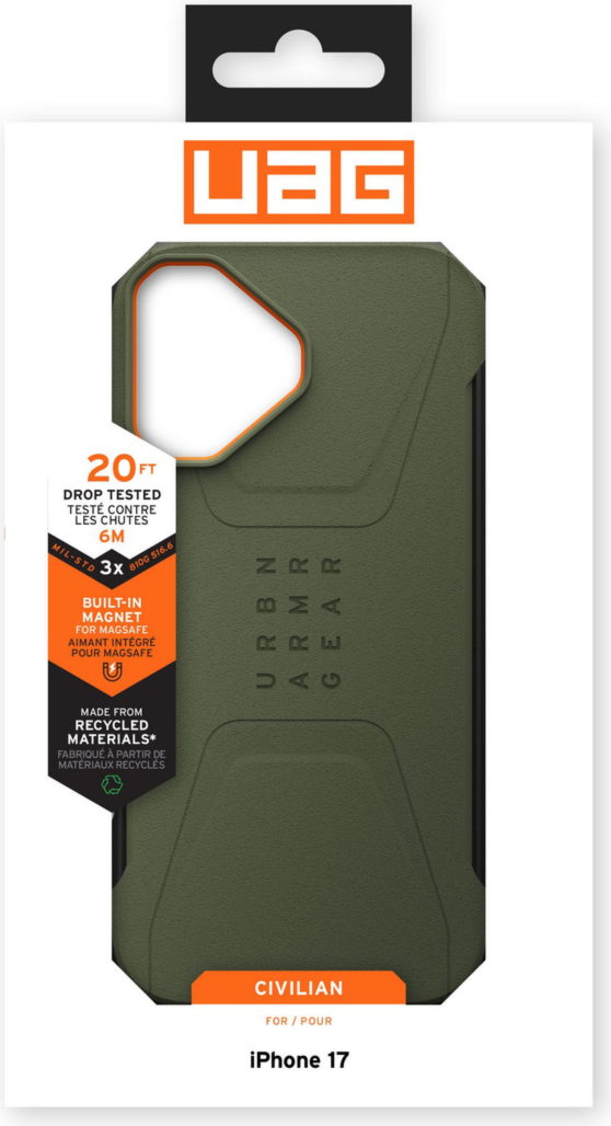 Urban Armor Gear (UAG) - Civilian MagSafe Case for Apple iPhone 17 - Olive and Orange