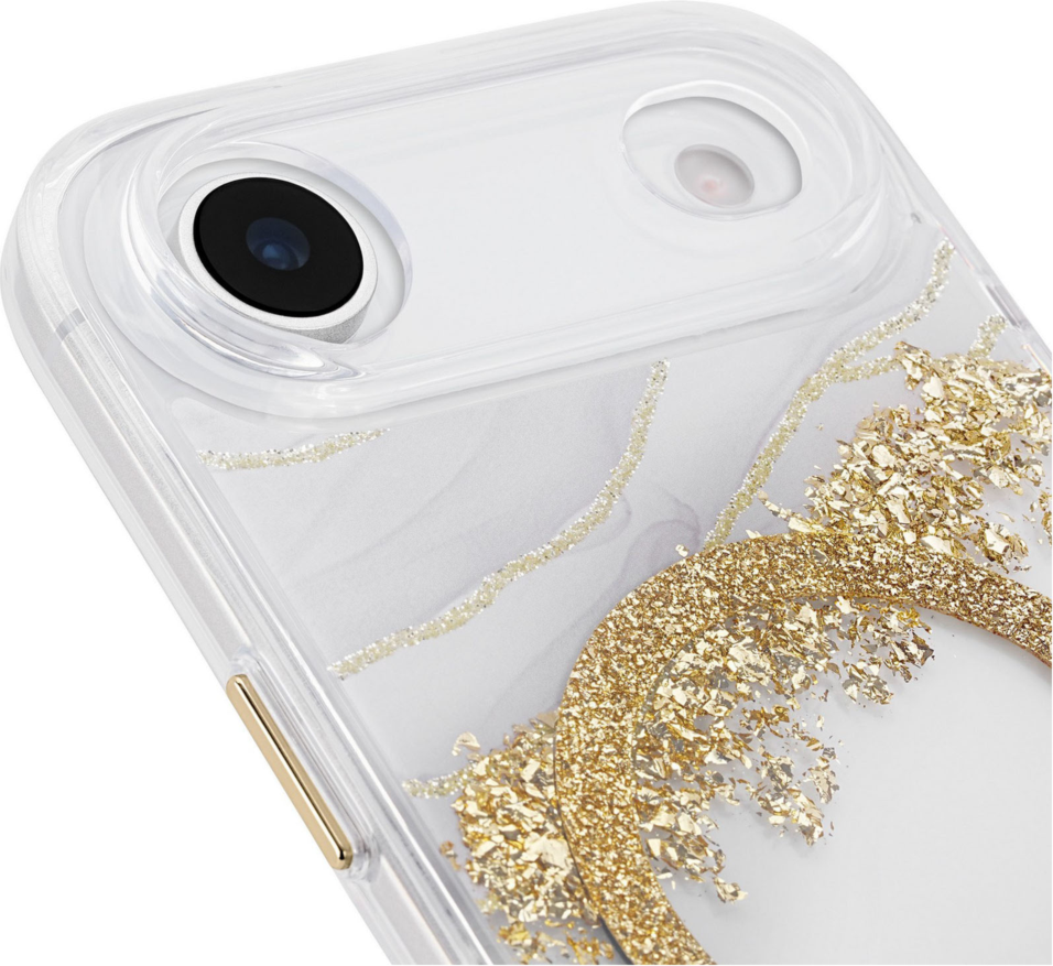 <p>The Case-Mate Karat Granite MagSafe case features a classic white granite design, accented with gold, and offers 12 foot drop protection with MagSafe compatibility.</p>