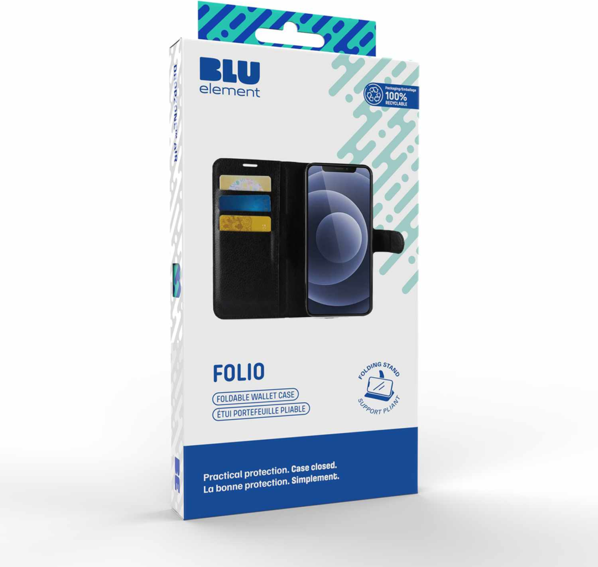 Blu Element - Vegan Leather Folio Wallet Case Black for iPhone 16 Black