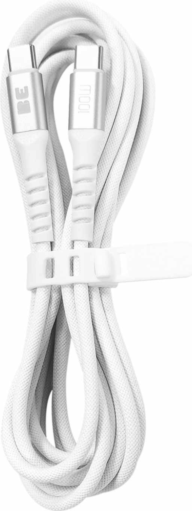 Câble USB-C vers USB-C tressé pour recharge et synchronisation, 1,8 m, 100 W, blanc