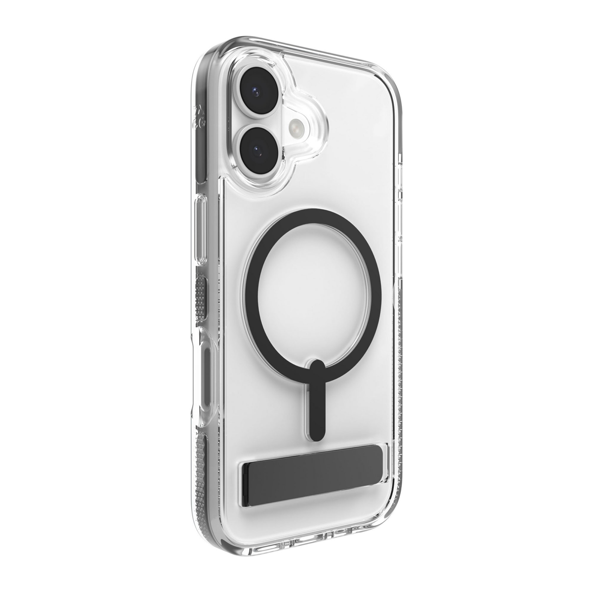 The ZAGG Santa Cruz Snap is a transparent case with pops of color that accent its design. It offers 13-foot drop protection, a sturdy kickstand that folds flush with the case, and is MagSafe compatible.