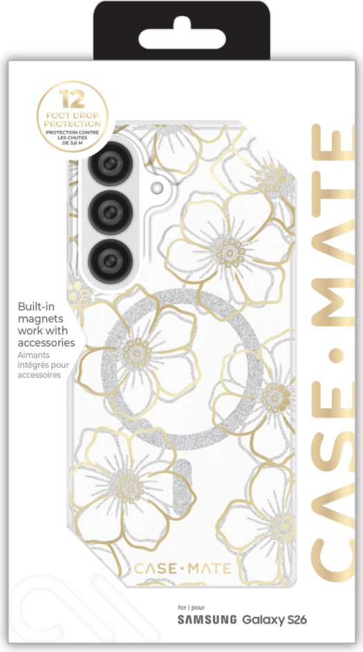 Case-Mate - Étui Floral Gems avec aimant pour Samsung Galaxy S26 - Or
