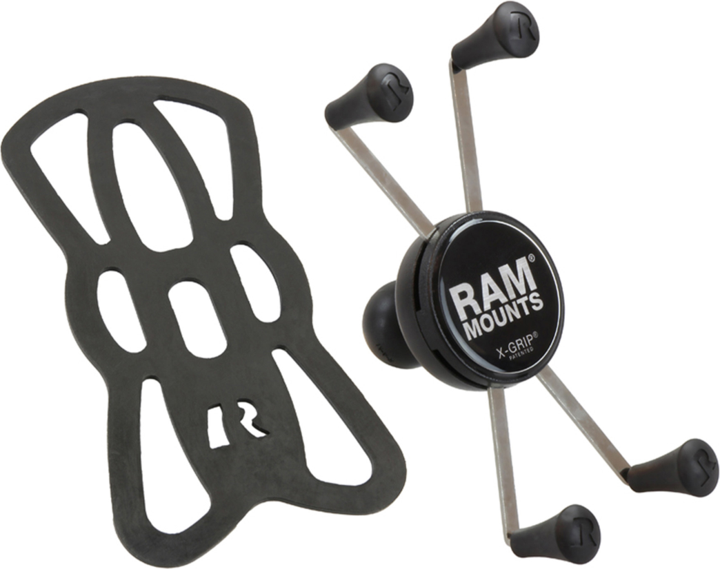 Secure any large phone confidently using the RAM X-Grip Universal Phone Holder for B size 1” ball RAM Mounts. The Spring Loaded ‘X’ design with rubber caps sports great holder power without hiding the phone.
