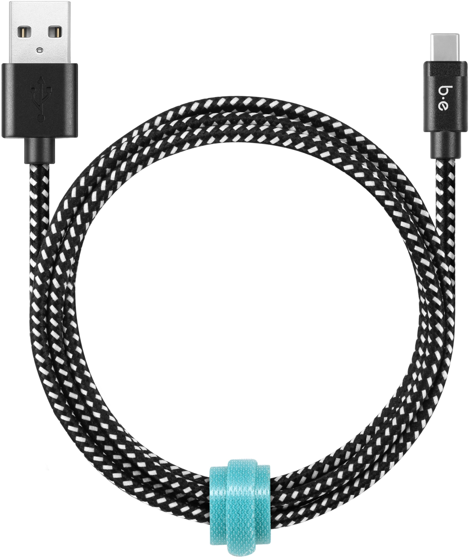 Blu Element - USB Type-C 4ft Braided Charge/Sync Cable - Zebra