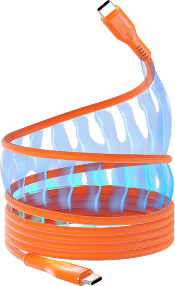 Statik - MagStack Pro Charge/Sync Magnetic Cable USB-C to USB-C 6.6ft Orange