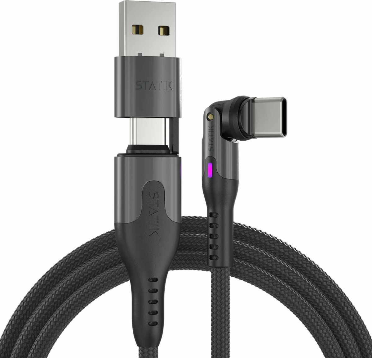 Statik - 360 Pro Universal Magnetic Charge/Sync Cable 6.6 ft Black