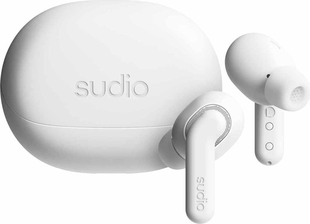 Sudio - Écouteurs sans fil E4 Pro avec réduction active du bruit (ANC), blanc